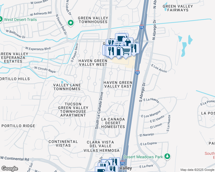 map of restaurants, bars, coffee shops, grocery stores, and more near 436 Paseo Madera in Green Valley
