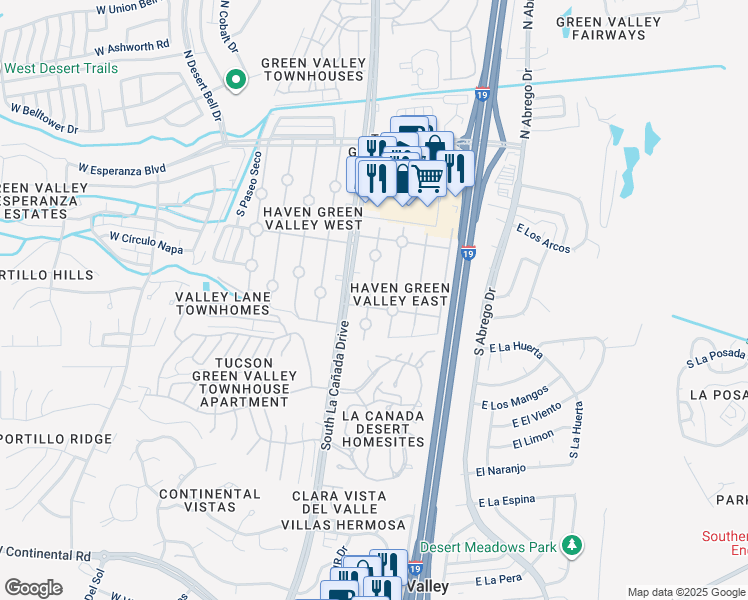 map of restaurants, bars, coffee shops, grocery stores, and more near 436 Paseo Madera in Green Valley