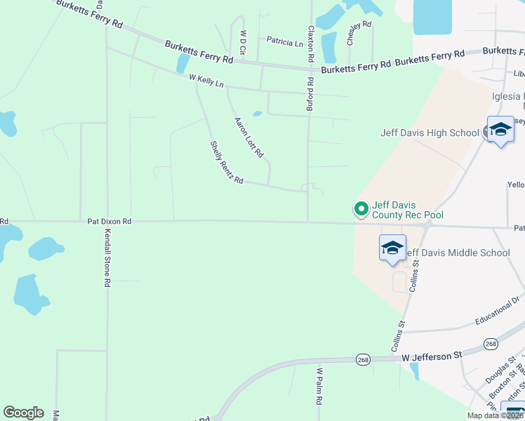 map of restaurants, bars, coffee shops, grocery stores, and more near 324-326 Pat Dixon Road in Hazlehurst