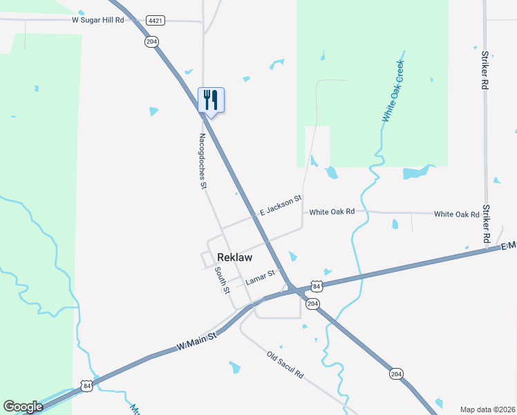 map of restaurants, bars, coffee shops, grocery stores, and more near 616 North Main Street in Reklaw