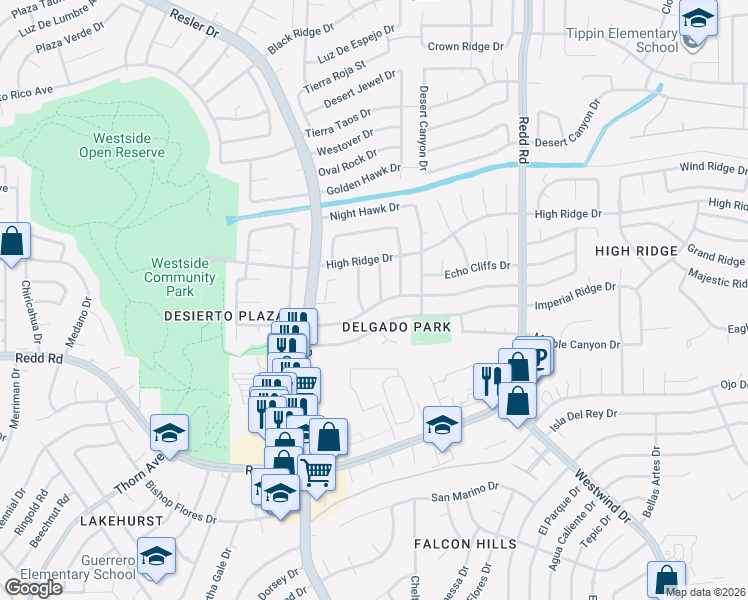 map of restaurants, bars, coffee shops, grocery stores, and more near 1116 Will Rand Drive in El Paso