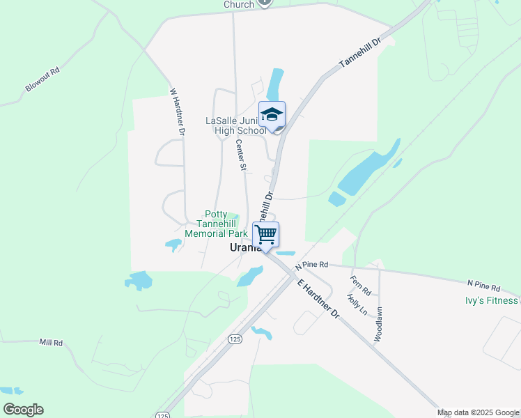 map of restaurants, bars, coffee shops, grocery stores, and more near 185 Tannehill Drive in Urania