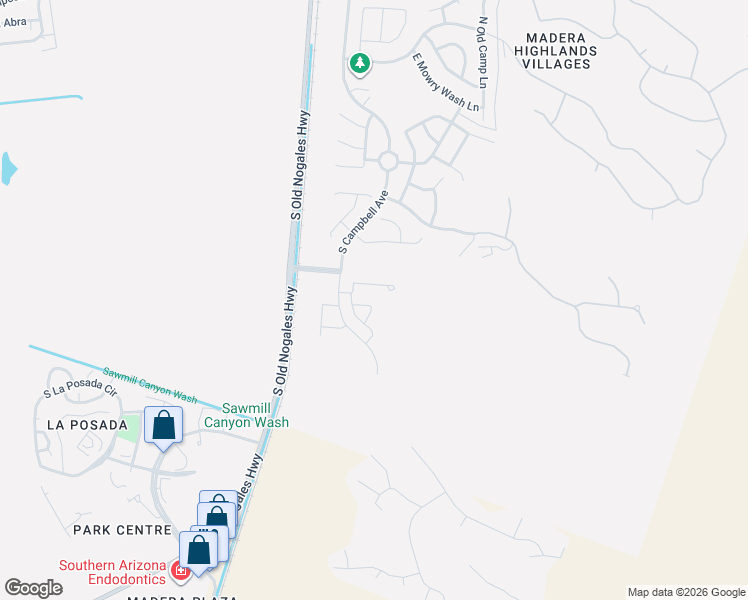 map of restaurants, bars, coffee shops, grocery stores, and more near 851 East Mule Creek Loop in Sahuarita