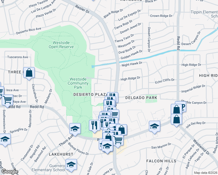 map of restaurants, bars, coffee shops, grocery stores, and more near 1113 Desierto Seco Drive in El Paso