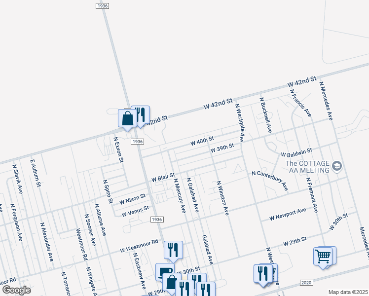map of restaurants, bars, coffee shops, grocery stores, and more near 5442 West 40th Street in Odessa