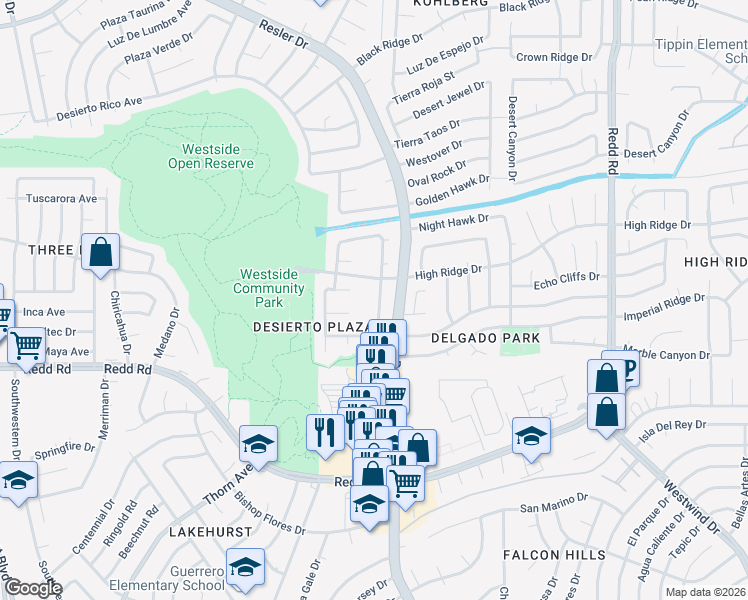 map of restaurants, bars, coffee shops, grocery stores, and more near 1113 Desierto Seco Drive in El Paso