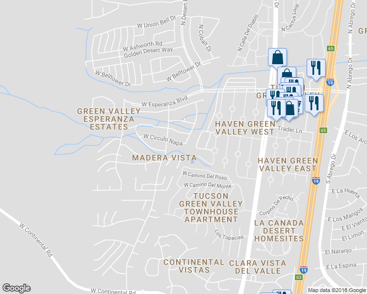 map of restaurants, bars, coffee shops, grocery stores, and more near 737 West Círculo Napa in Green Valley
