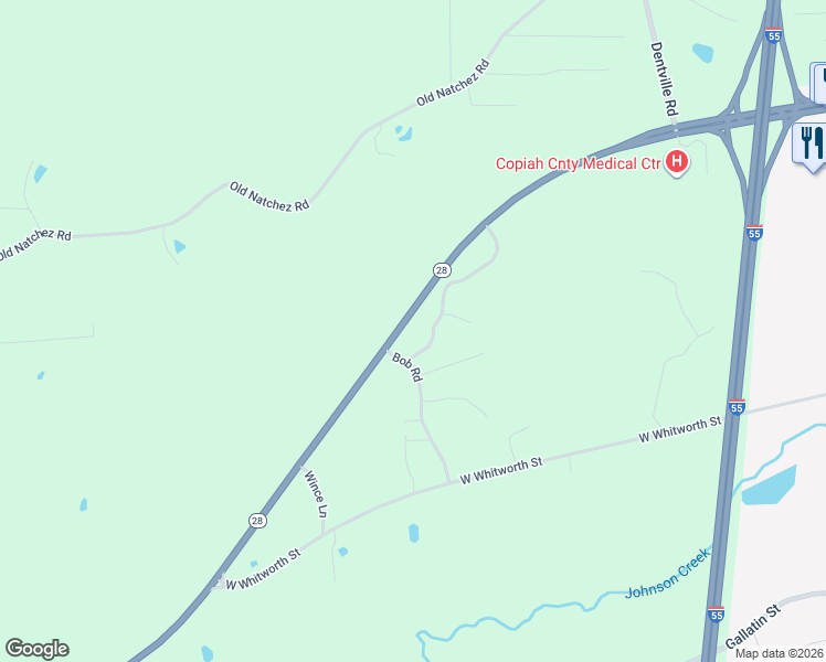 map of restaurants, bars, coffee shops, grocery stores, and more near 27036 Mississippi 28 in Hazlehurst