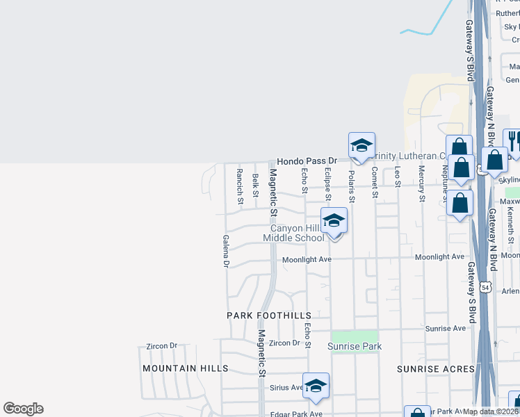map of restaurants, bars, coffee shops, grocery stores, and more near Sands Avenue in El Paso
