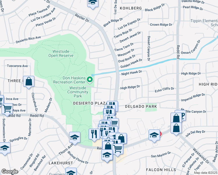 map of restaurants, bars, coffee shops, grocery stores, and more near 1217 Desierto Seco Drive in El Paso