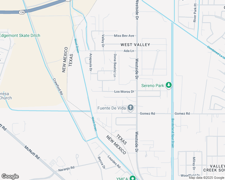 map of restaurants, bars, coffee shops, grocery stores, and more near 1043 Los Moros Drive in El Paso