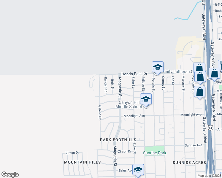 map of restaurants, bars, coffee shops, grocery stores, and more near 9005 Belk Street in El Paso