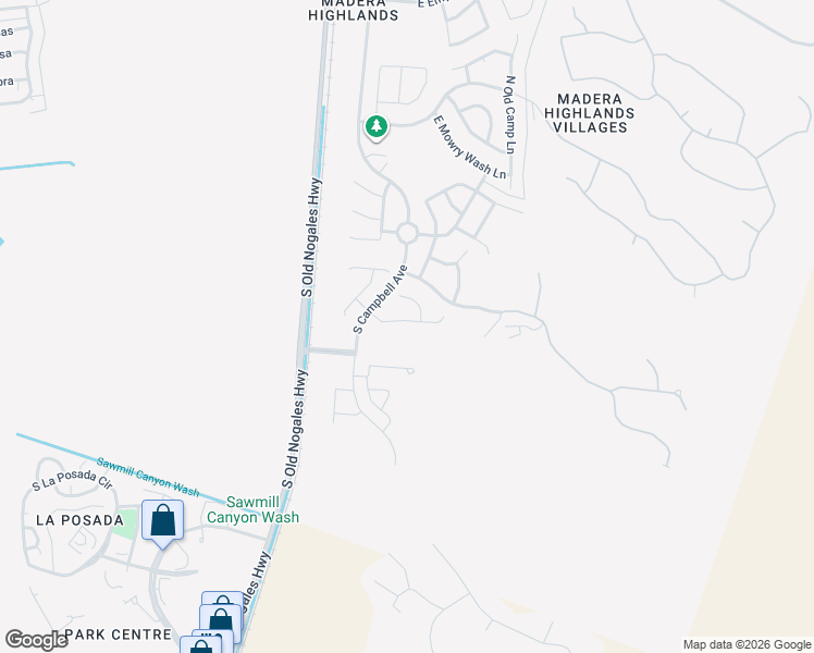 map of restaurants, bars, coffee shops, grocery stores, and more near 916 East Ashburn Mountain Drive in Sahuarita