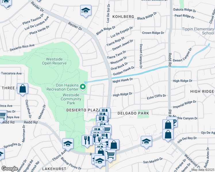 map of restaurants, bars, coffee shops, grocery stores, and more near 1236 Desierto Seco Drive in El Paso