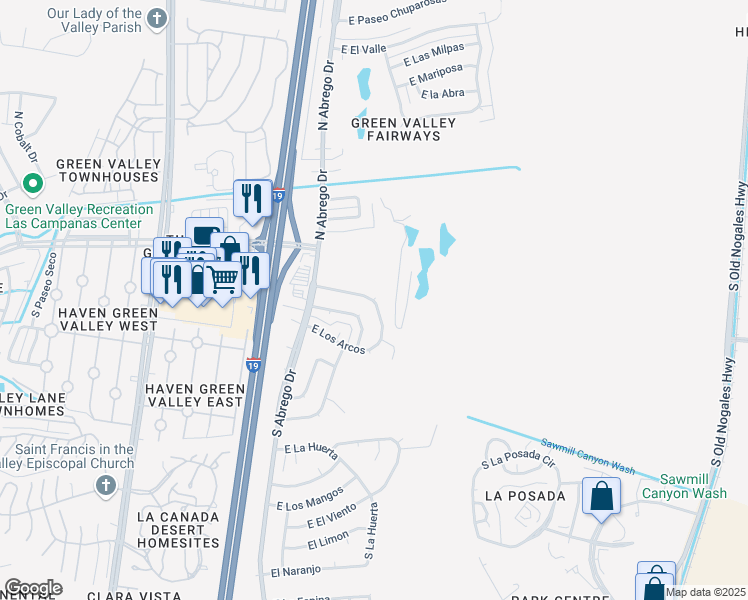 map of restaurants, bars, coffee shops, grocery stores, and more near 898 North Campbell Avenue in Sahuarita