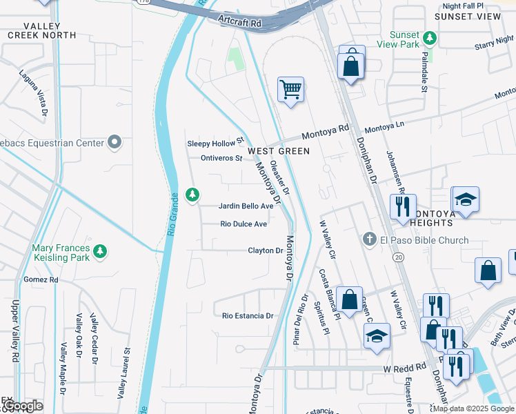 map of restaurants, bars, coffee shops, grocery stores, and more near 5901 Montoya Drive in El Paso