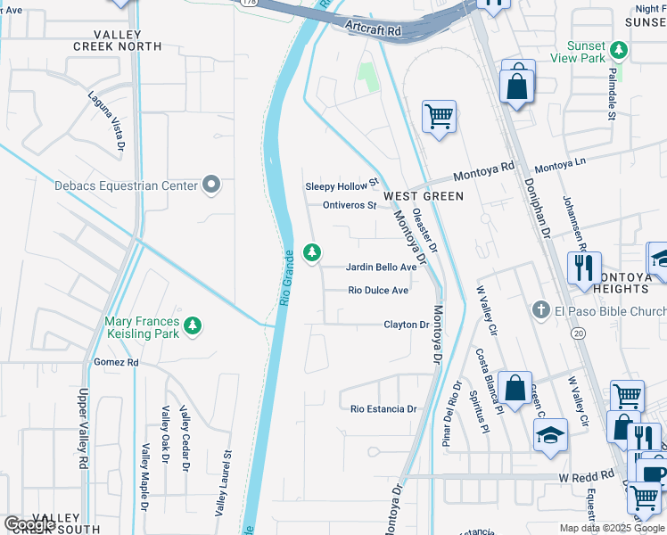 map of restaurants, bars, coffee shops, grocery stores, and more near 377 Jardin Bello Avenue in El Paso