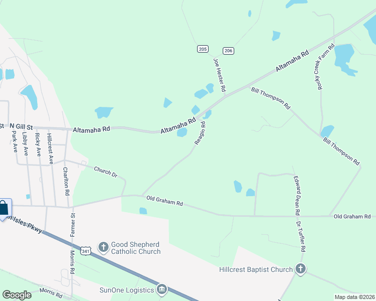 map of restaurants, bars, coffee shops, grocery stores, and more near 2-98 Reagin Road in Hazlehurst