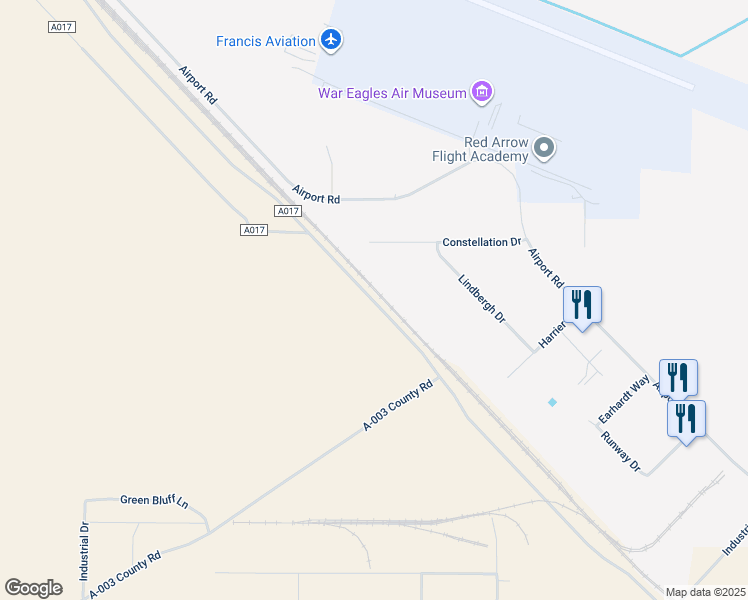map of restaurants, bars, coffee shops, grocery stores, and more near County Road A017 in Santa Teresa