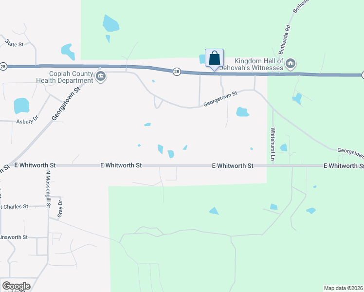map of restaurants, bars, coffee shops, grocery stores, and more near 351 East Whitworth Street in Hazlehurst