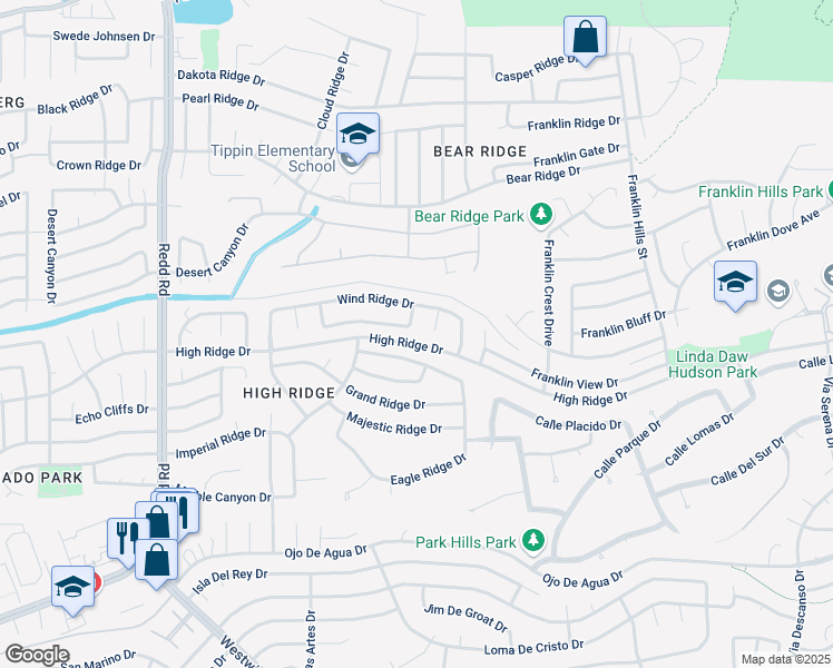 map of restaurants, bars, coffee shops, grocery stores, and more near 1131 Eagle Ridge Drive in El Paso