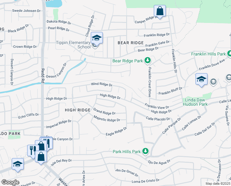 map of restaurants, bars, coffee shops, grocery stores, and more near 1131 Eagle Ridge Drive in El Paso