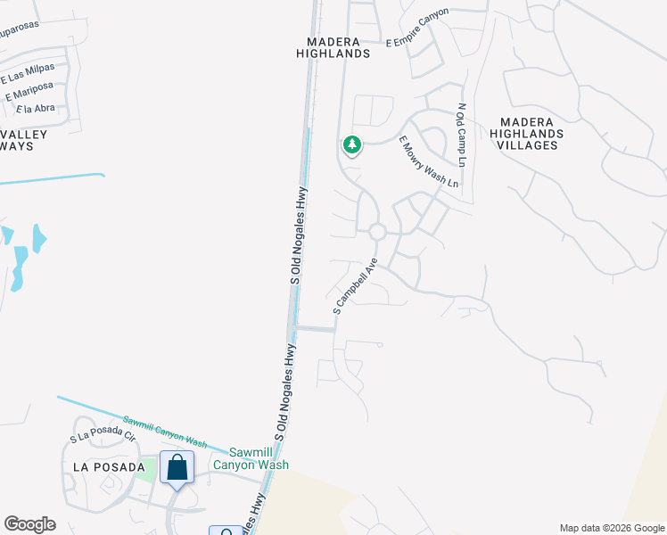 map of restaurants, bars, coffee shops, grocery stores, and more near 100 South Burro Canyon Place in Sahuarita