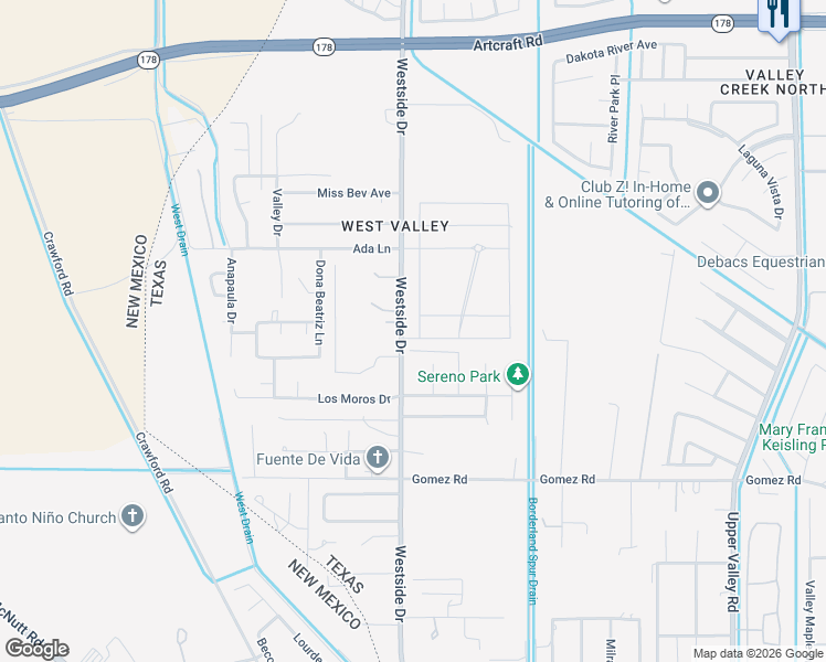 map of restaurants, bars, coffee shops, grocery stores, and more near 5925 Westside Drive in El Paso