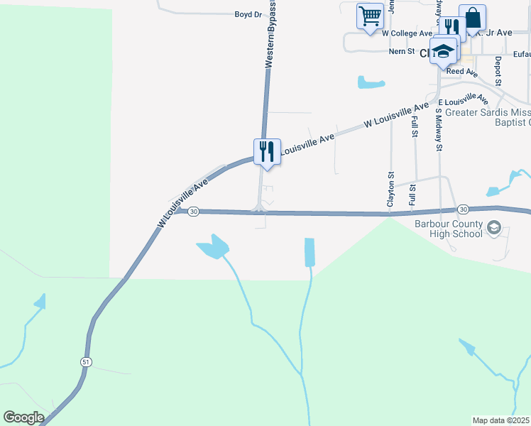 map of restaurants, bars, coffee shops, grocery stores, and more near 2 Milldrum Place in Clayton