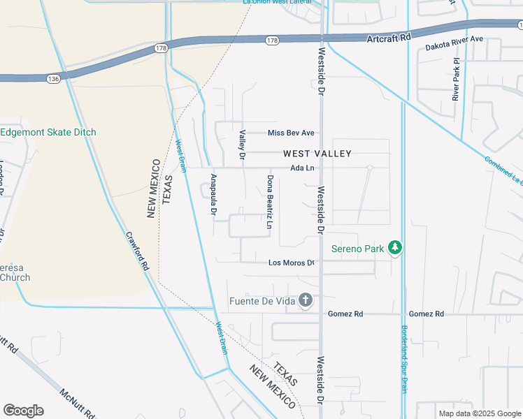 map of restaurants, bars, coffee shops, grocery stores, and more near 6032 Dona Beatriz Lane in El Paso