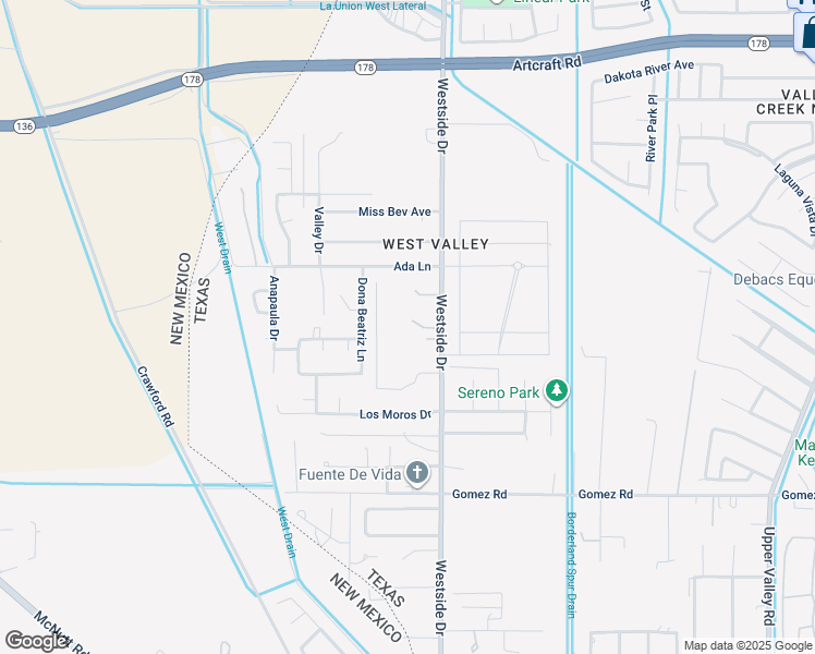 map of restaurants, bars, coffee shops, grocery stores, and more near 5953 Westside Drive in El Paso
