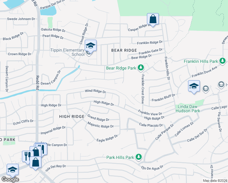 map of restaurants, bars, coffee shops, grocery stores, and more near 6537 Wind Ridge Drive in El Paso