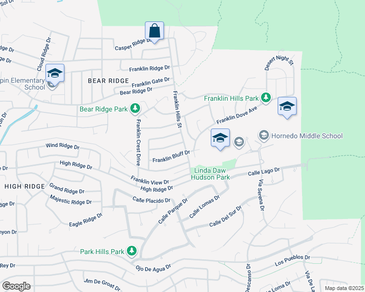 map of restaurants, bars, coffee shops, grocery stores, and more near 6300 Franklin Vista Drive in El Paso