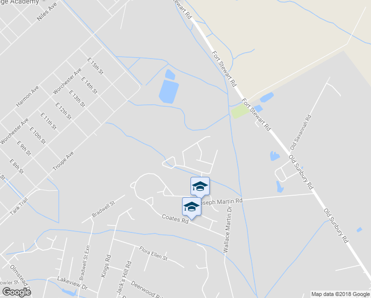 map of restaurants, bars, coffee shops, grocery stores, and more near 912 Primrose Lane in Hinesville