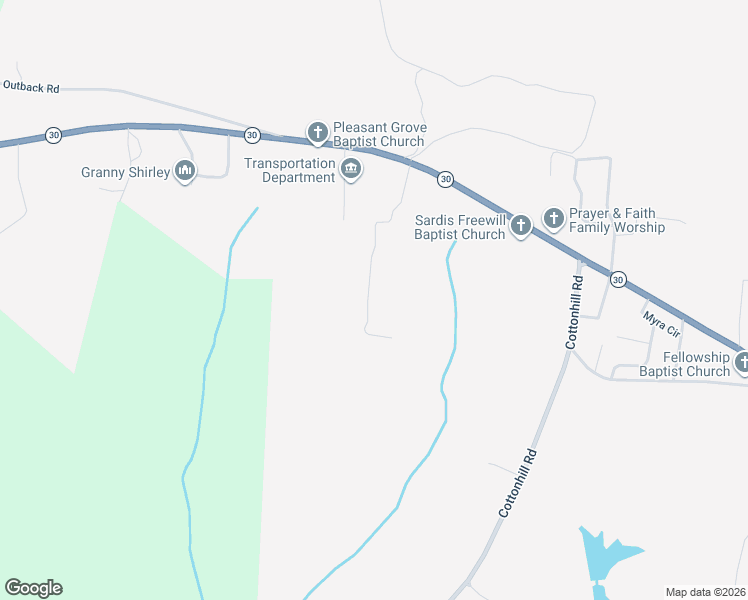 map of restaurants, bars, coffee shops, grocery stores, and more near 52-121 Archie Drive in Eufaula