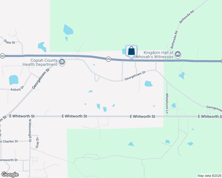 map of restaurants, bars, coffee shops, grocery stores, and more near 351 East Whitworth Street in Hazlehurst