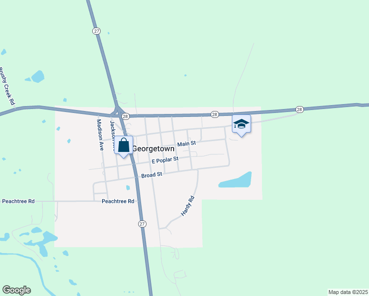 map of restaurants, bars, coffee shops, grocery stores, and more near 1017-1027 Main Street in Georgetown