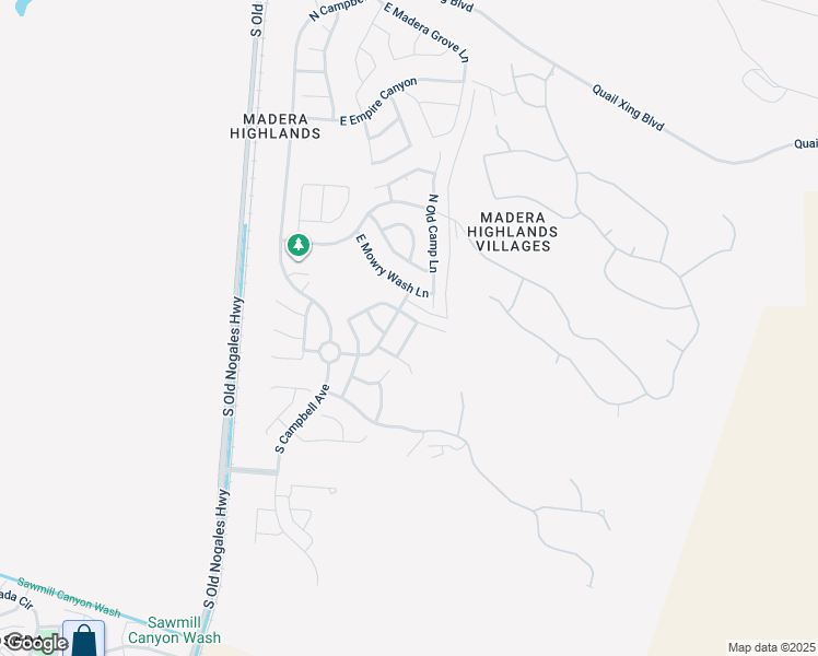 map of restaurants, bars, coffee shops, grocery stores, and more near 91 North Mail Station Lane in Sahuarita