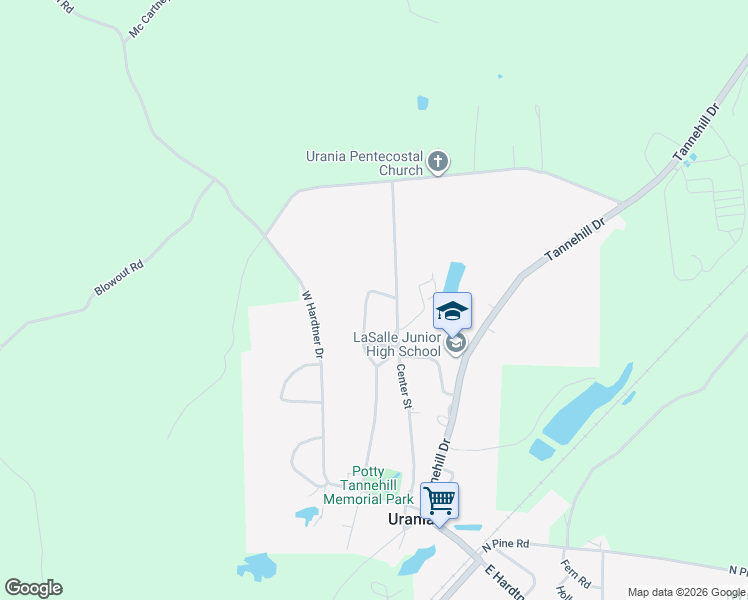 map of restaurants, bars, coffee shops, grocery stores, and more near 1076 Tupelo in Urania