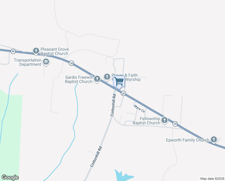 map of restaurants, bars, coffee shops, grocery stores, and more near 622 Alabama 30 in Eufaula