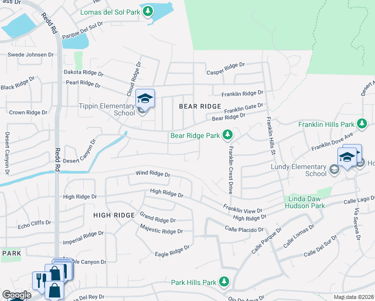 map of restaurants, bars, coffee shops, grocery stores, and more near 6557 Tuscany Ridge Drive in El Paso