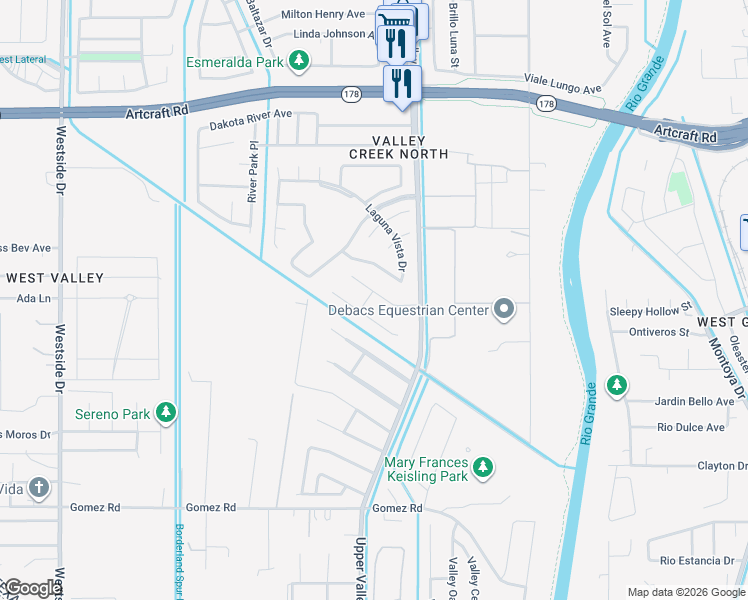 map of restaurants, bars, coffee shops, grocery stores, and more near 724 Scott Lane in El Paso
