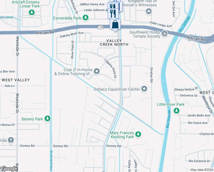 map of restaurants, bars, coffee shops, grocery stores, and more near 724 Scott Lane in El Paso
