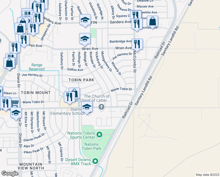 map of restaurants, bars, coffee shops, grocery stores, and more near 9202 Roanoke Drive in El Paso