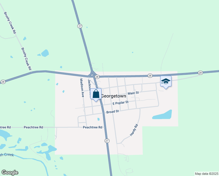 map of restaurants, bars, coffee shops, grocery stores, and more near 1164 Railroad Avenue in Georgetown