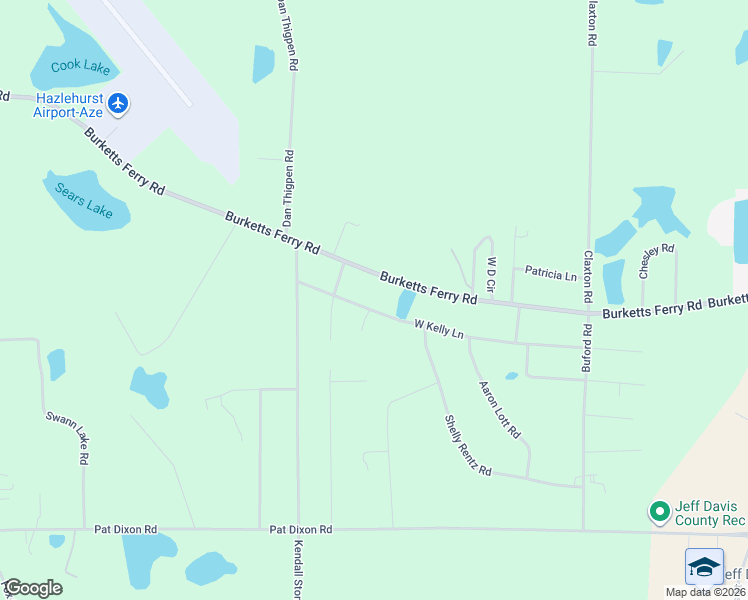 map of restaurants, bars, coffee shops, grocery stores, and more near 371 Burketts Ferry Road in Hazlehurst