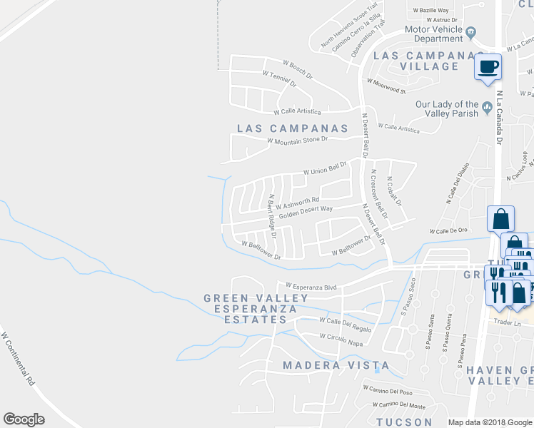 map of restaurants, bars, coffee shops, grocery stores, and more near 1061 West Ashworth Road in Green Valley