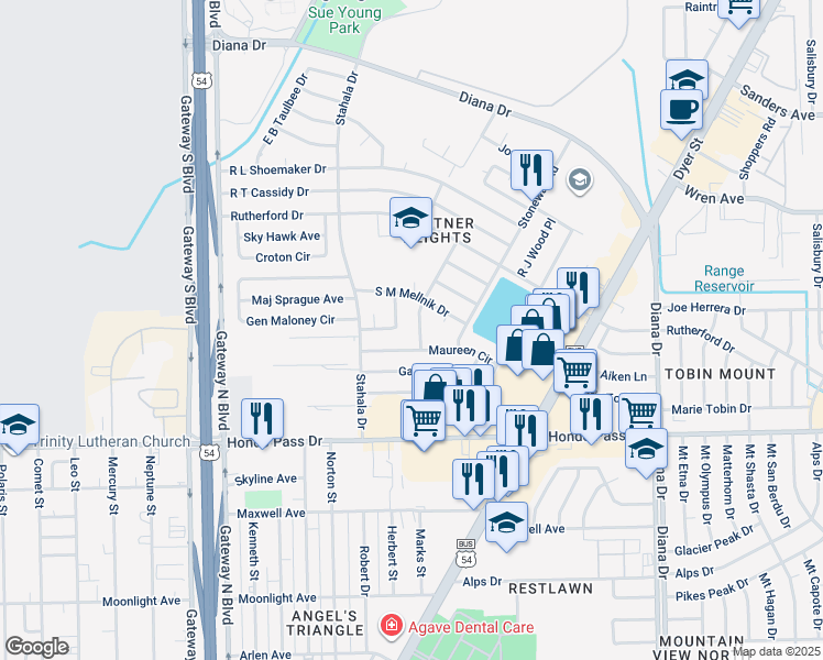 map of restaurants, bars, coffee shops, grocery stores, and more near 9201 Omar Bradley Drive in El Paso