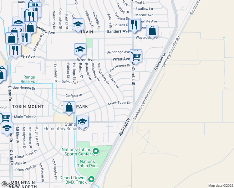map of restaurants, bars, coffee shops, grocery stores, and more near 9210 Montgomery Drive in El Paso