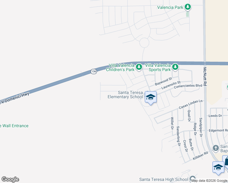 map of restaurants, bars, coffee shops, grocery stores, and more near 5955 Megan Street in Santa Teresa